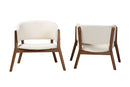 Nori Cream Boucle Fabric Walnut Brown Finished 2Pc Accent Chair Set Baxton