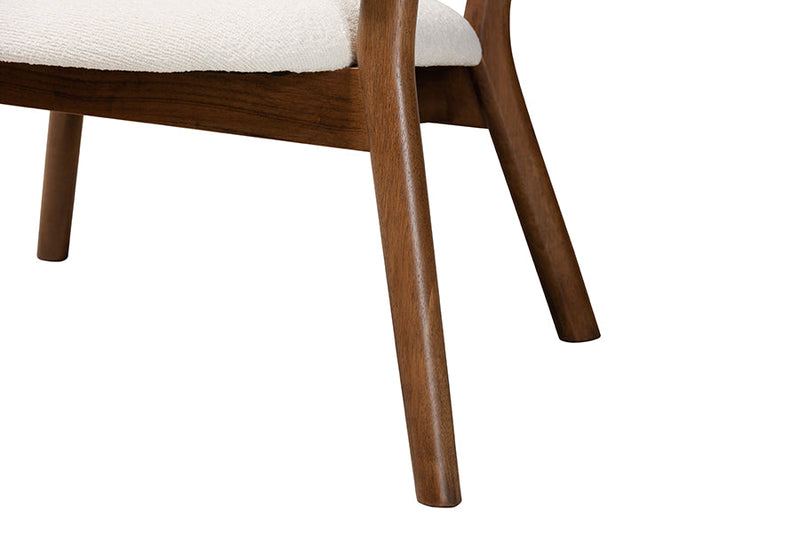 Nori Cream Boucle Fabric Walnut Brown Finished 2Pc Accent Chair Set Baxton
