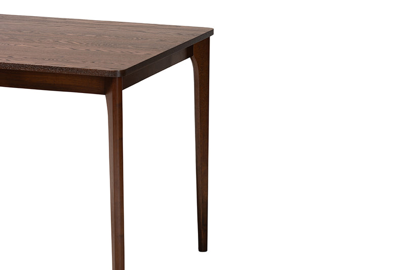 Cosma Mid-Century Modern Walnut Brown Finished Wood Dining Table
