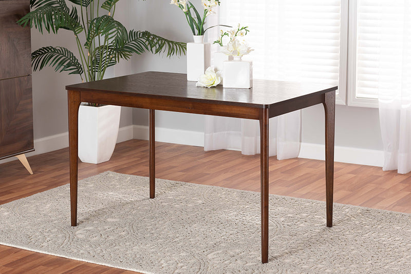 Cosma Mid-Century Modern Walnut Brown Finished Wood Dining Table