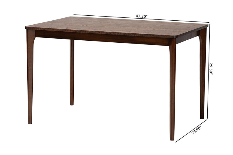 Cosma Mid-Century Modern Walnut Brown Finished Wood Dining Table