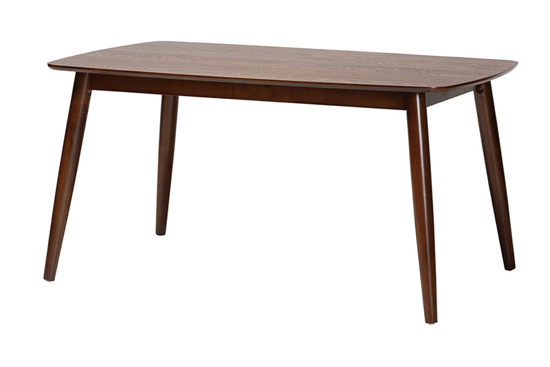 Elara Mid-Century Modern Walnut Brown Finished Wood Dining Table