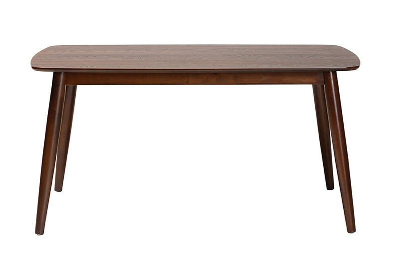 Elara Mid-Century Modern Walnut Brown Finished Wood Dining Table