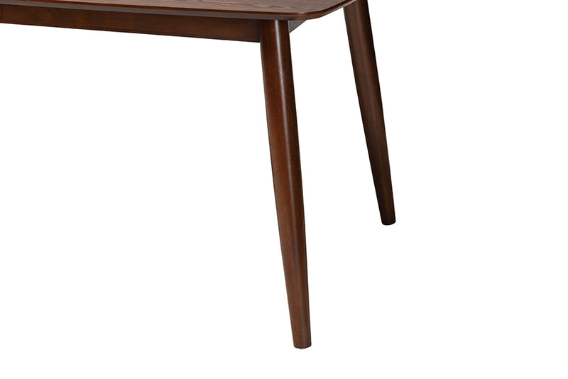 Elara Mid-Century Modern Walnut Brown Finished Wood Dining Table