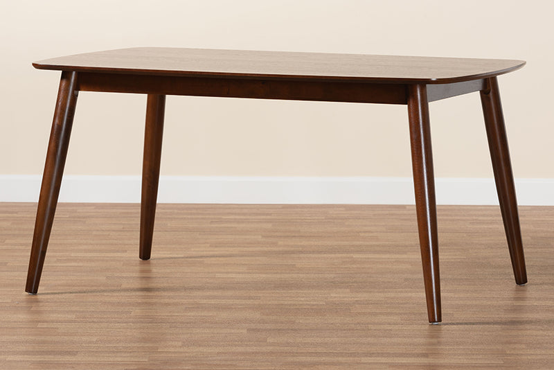 Elara Mid-Century Modern Walnut Brown Finished Wood Dining Table