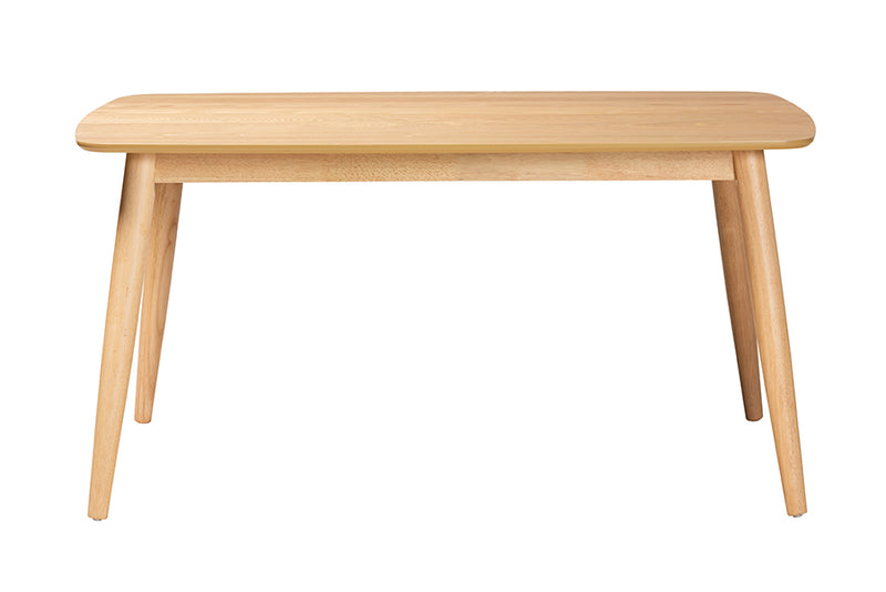 Elara Mid-Century Modern Natural Oak Finished Wood Dining Table