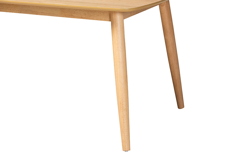 Elara Mid-Century Modern Natural Oak Finished Wood Dining Table
