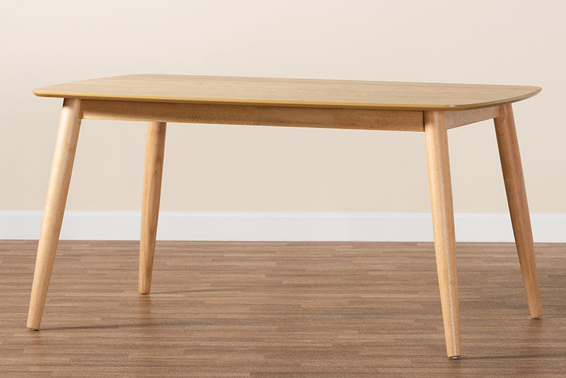 Elara Mid-Century Modern Natural Oak Finished Wood Dining Table