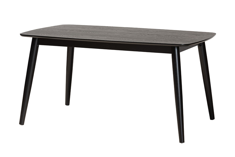 Elara Mid-Century Modern Black Finished Wood Dining Table