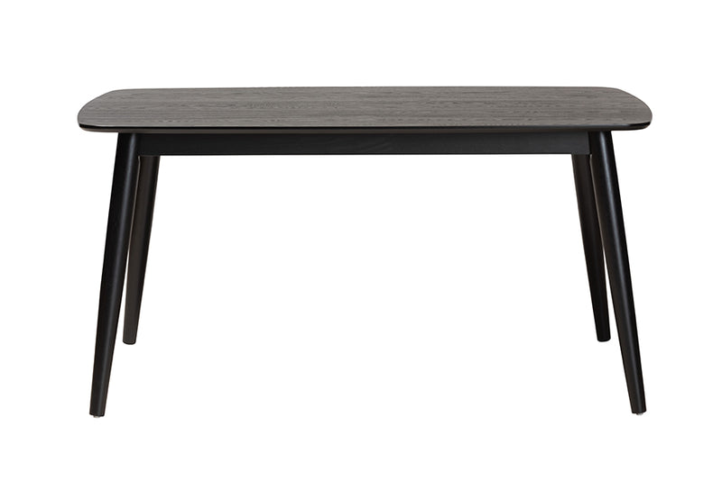 Elara Mid-Century Modern Black Finished Wood Dining Table