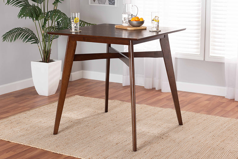 Etienne Mid-Century Modern Walnut Brown Finished Wood Counter Height Pub Table