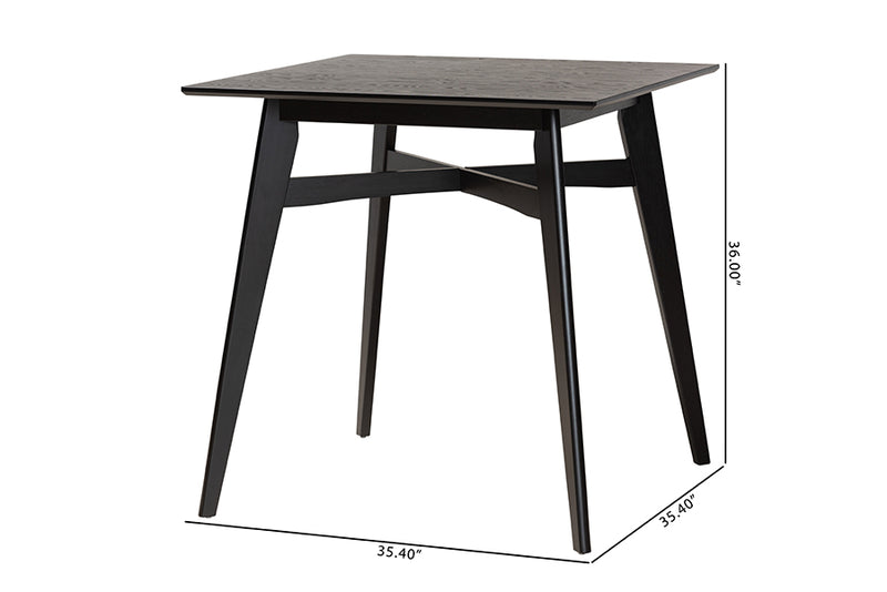 Etienne Mid-Century Modern Black Finished Wood Counter Height Pub Table