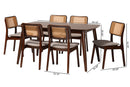 Emerson Gray Fabric and Walnut Brown 7-Piece Dining Set Baxton