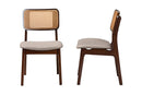 Emerson Gray Fabric and Walnut Brown 2Pc Dining Chair Set Baxton