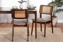 Emerson Gray Fabric and Walnut Brown 2Pc Dining Chair Set Baxton