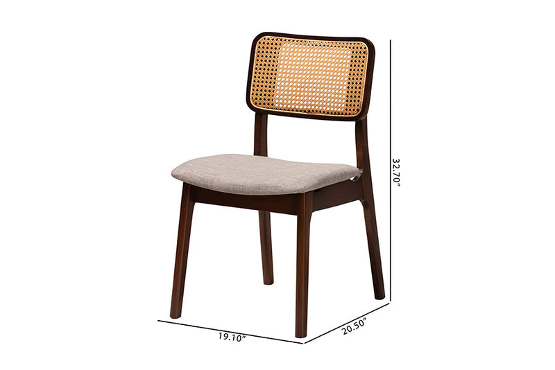 Emerson Gray Fabric and Walnut Brown 2Pc Dining Chair Set Baxton