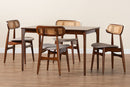 Nitza Gray Fabric and Walnut Brown 5-Piece Dining Set Baxton