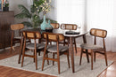 Nitza Gray Fabric and Walnut Brown 7-Piece Dining Set Baxton