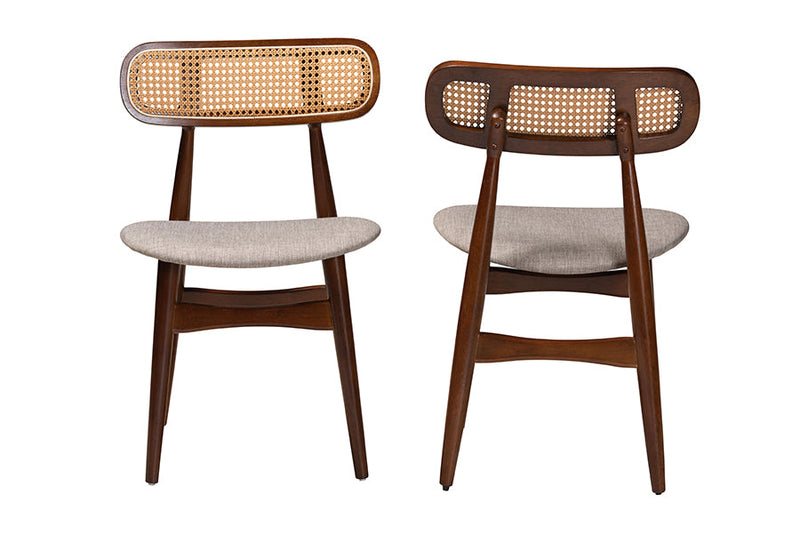 Nitza Gray Fabric and Walnut Brown 2Pc Dining Chair Set Baxton