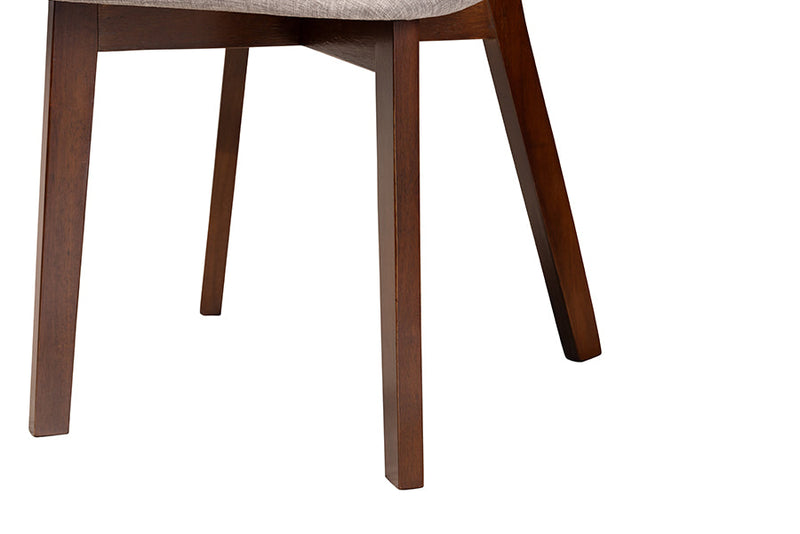 Wren Gray Fabric and Walnut Brown 7-Piece Dining Set Baxton