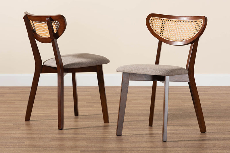 Wren Gray Fabric and Walnut Brown Dining Chair Baxton