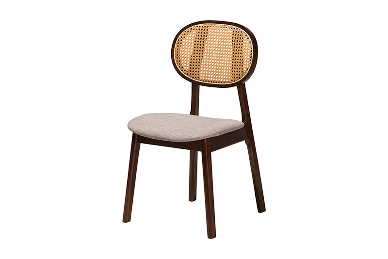 Warren Gray Fabric and Walnut Brown 5-Piece Dining Set Baxton