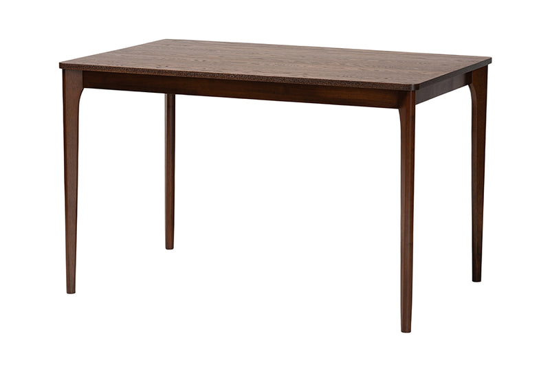 Warren Mid-Century Modern Gray Fabric and Walnut Brown Finished Wood 5-Piece Dining Set