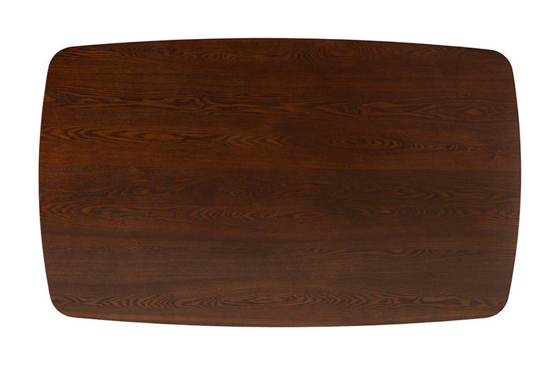 Warren Gray Fabric and Walnut Brown 7-Piece Dining Set Baxton