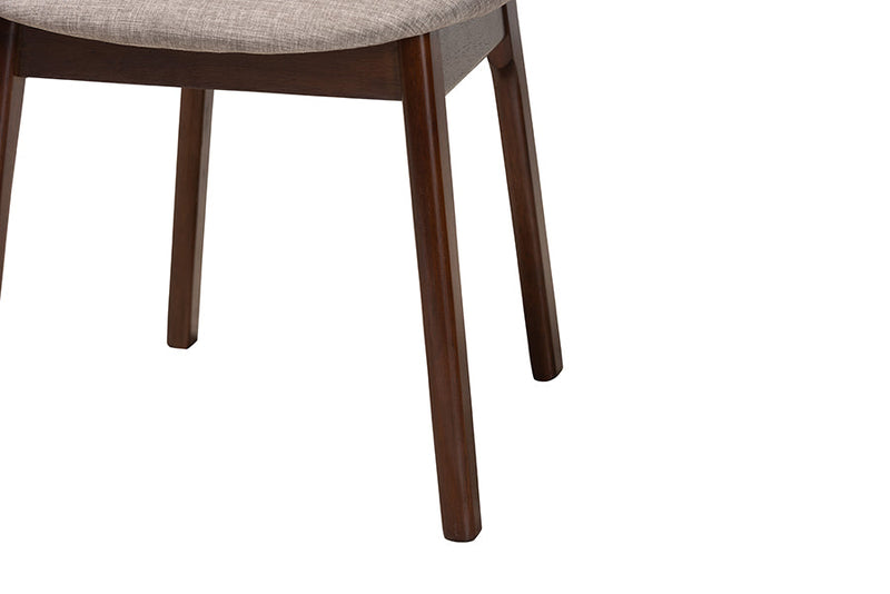 Warren Gray Fabric and Walnut Brown 2Pc Dining Chair Set Baxton
