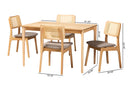Emerson Gray Fabric and Natural Oak 5-Piece Dining Set Baxton