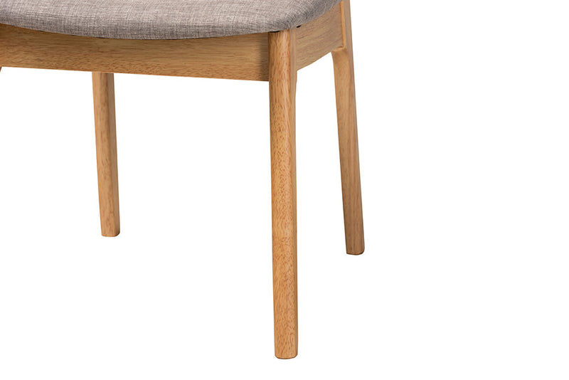 Emerson Gray Fabric and Natural Oak 7-Piece Dining Set Baxton