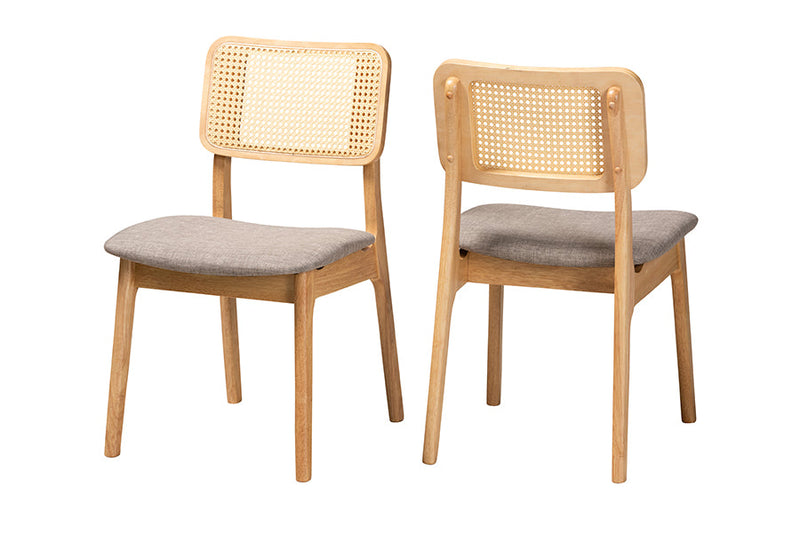Emerson Gray Fabric and Ntural Oak 2Pc Dining Chair Set Baxton