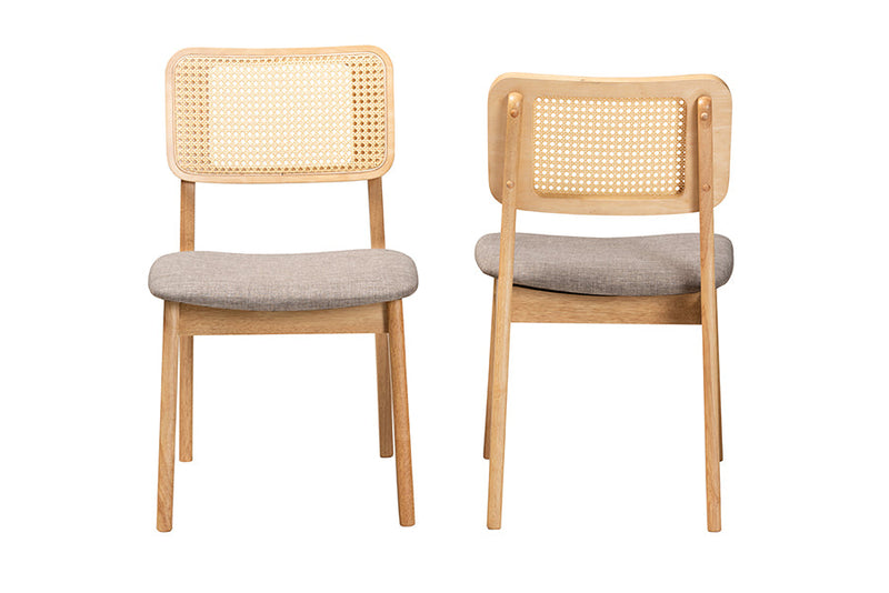Emerson Gray Fabric and Ntural Oak 2Pc Dining Chair Set Baxton