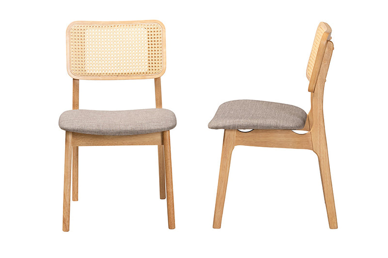 Emerson Gray Fabric and Ntural Oak 2Pc Dining Chair Set Baxton