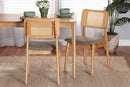 Emerson Gray Fabric and Ntural Oak 2Pc Dining Chair Set Baxton