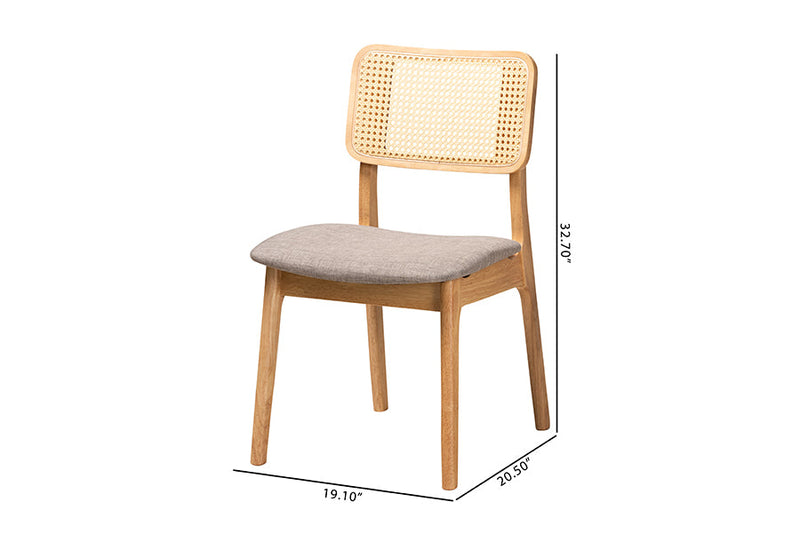 Emerson Gray Fabric and Ntural Oak 2Pc Dining Chair Set Baxton