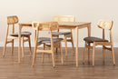 Nitza Gray Fabric and Natural Oak 5-Piece Dining Set Baxton