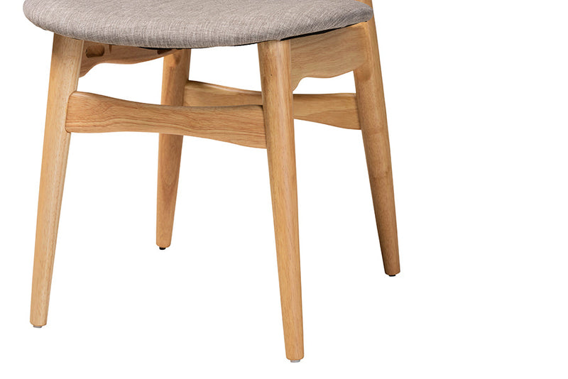 Nitza Gray Fabric and Natural Oak 7-Piece Dining Set Baxton