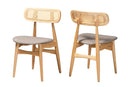 Nitza Gray Fabric and Natural Oak 2Pc Dining Chair Set Baxton