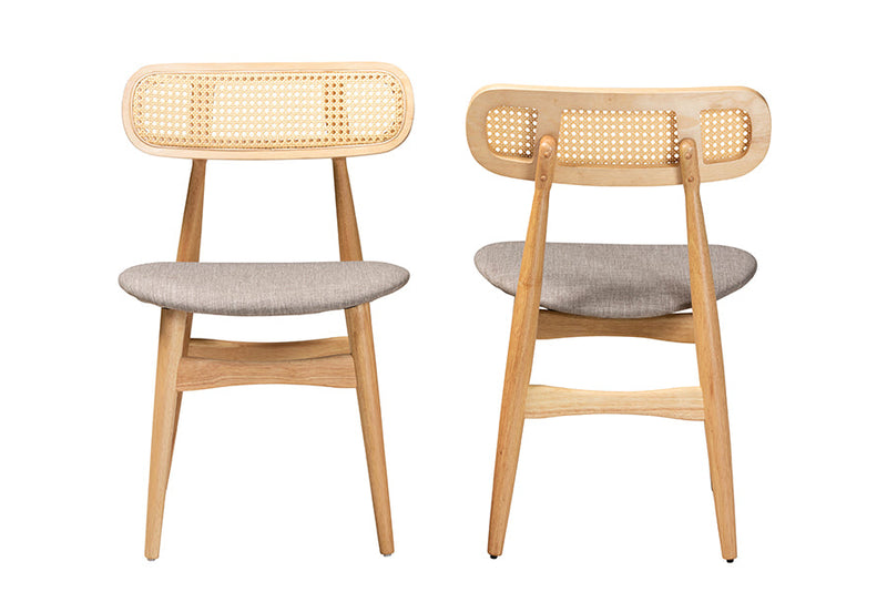 Nitza Gray Fabric and Natural Oak 2Pc Dining Chair Set Baxton