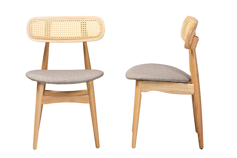 Nitza Gray Fabric and Natural Oak 2Pc Dining Chair Set Baxton