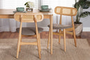 Nitza Gray Fabric and Natural Oak 2Pc Dining Chair Set Baxton