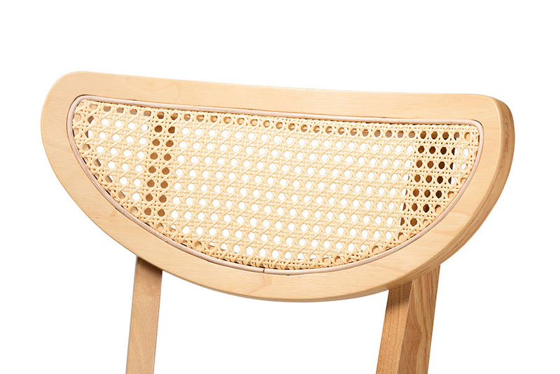 Wren Gray Fabric and Natural Oak 7-Piece Dining Set Baxton