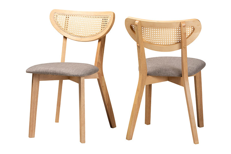 Wren Gray Fabric and Natural Oak Dining Chair Baxton