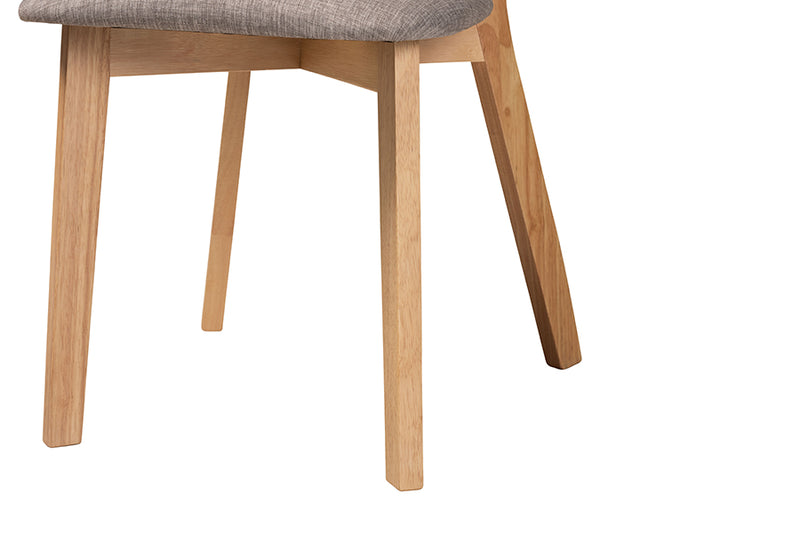 Wren Mid-Century Modern Gray Fabric and Natural Oak Finished Wood Dining Chair