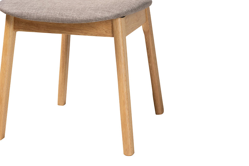 Warren Gray Fabric and Natural Oak 2Pc Dining Chair Set Baxton