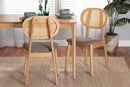 Warren Gray Fabric and Natural Oak 2Pc Dining Chair Set Baxton