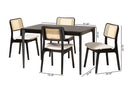 Emerson Cream Fabric and Black 5-Piece Dining Set Baxton