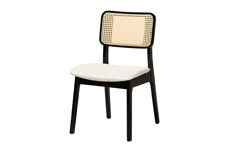 Emerson Cream Fabric and Black 5-Piece Dining Set Baxton
