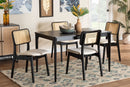 Emerson Cream Fabric and Black 5-Piece Dining Set Baxton